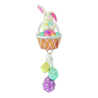 Easter Bunny and Egg Basket Pin Pendant -Silver Plated