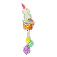 Easter Bunny and Egg Basket Pin Pendant -Silver Plated