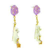 Adorable Easter Bunny and Egg Earrings Ritzy Couture DeLuxe - 18k Gold Plating