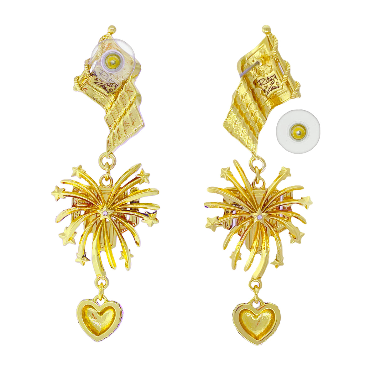 Majestic Flag July 4th Fireworks Earrings -18k Gold Plating