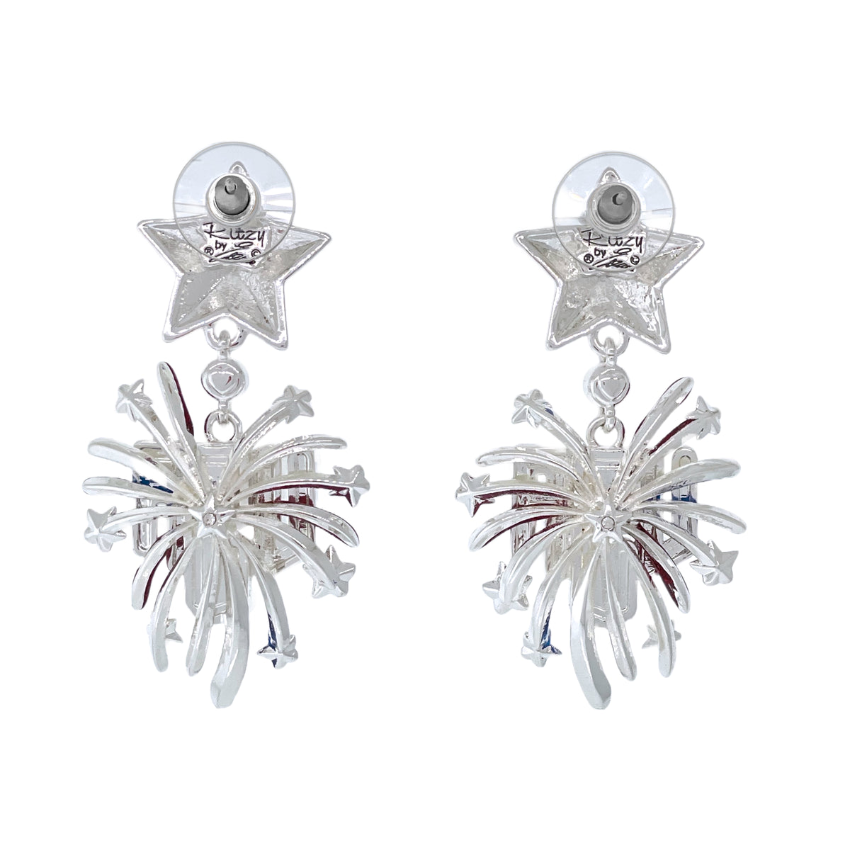 Patriotic Fireworks 4th of July Earrings by Ritzy Couture DeLuxe-Fine Silver Plated