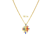 USA July 4th Fireworks Enhancer Charm Pendant Ritzy Couture DeLuxe 18K Gold Plate