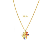 USA July 4th Fireworks Enhancer Charm Pendant Ritzy Couture DeLuxe 18K Gold Plate