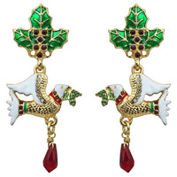 Two Turtle Doves Christmas Earrings - Christmas Jewelry