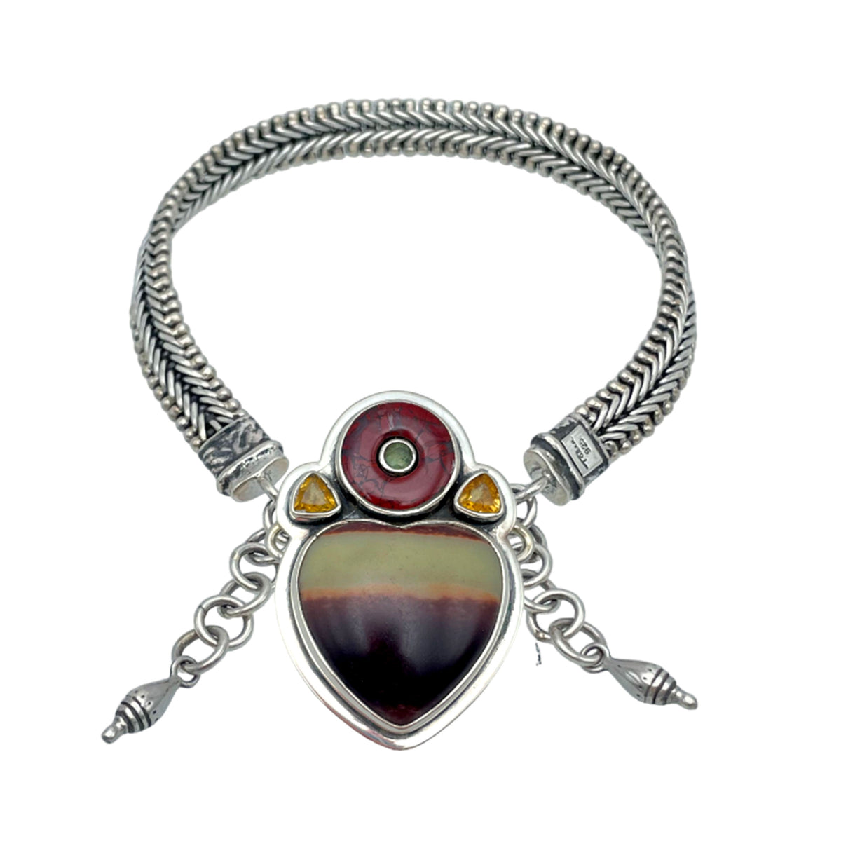 Tabra Jewelry Agate Jasper Donut Faceted Citrine Connector Charm 925 Silver 00K504