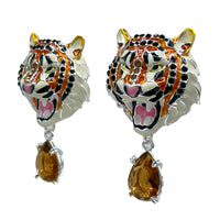 Ritzy Couture DeLuxe Bengal Tiger Earrings - Animal Inspired - Fine Silver Plated