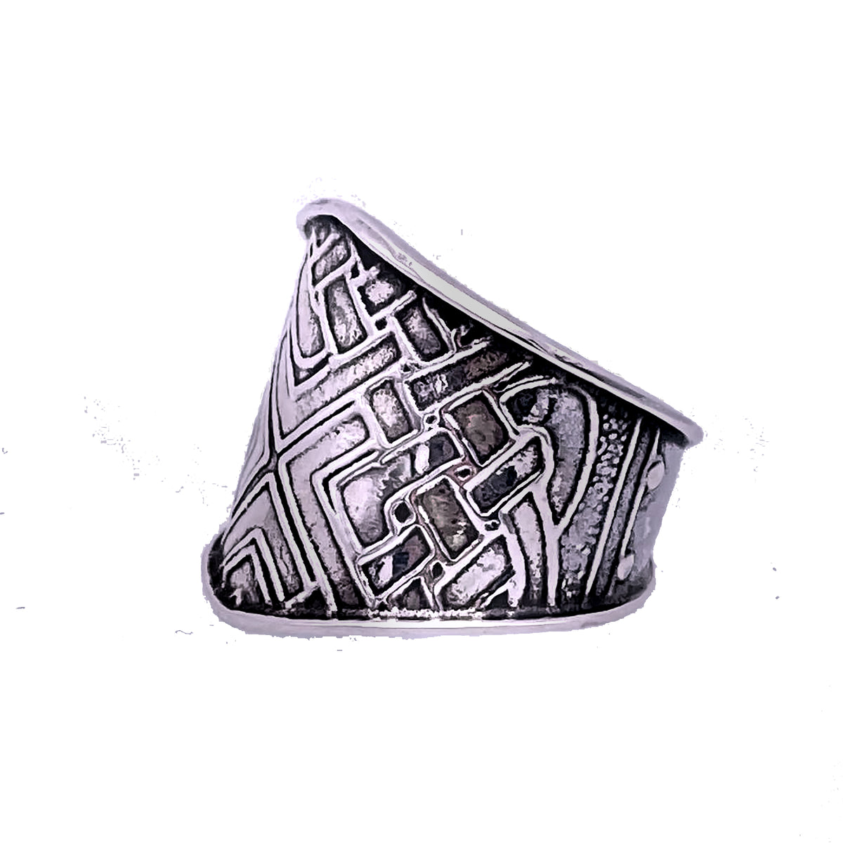 Tabra Jewelry 925 Sterling Silver Ancient Geometry Embossed Ring Size 6, OOK531