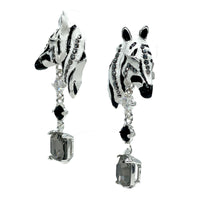 Ritzy Couture DeLuxe Wild Zebra Animal Print Statement Earrings - Fine Silver-Plated