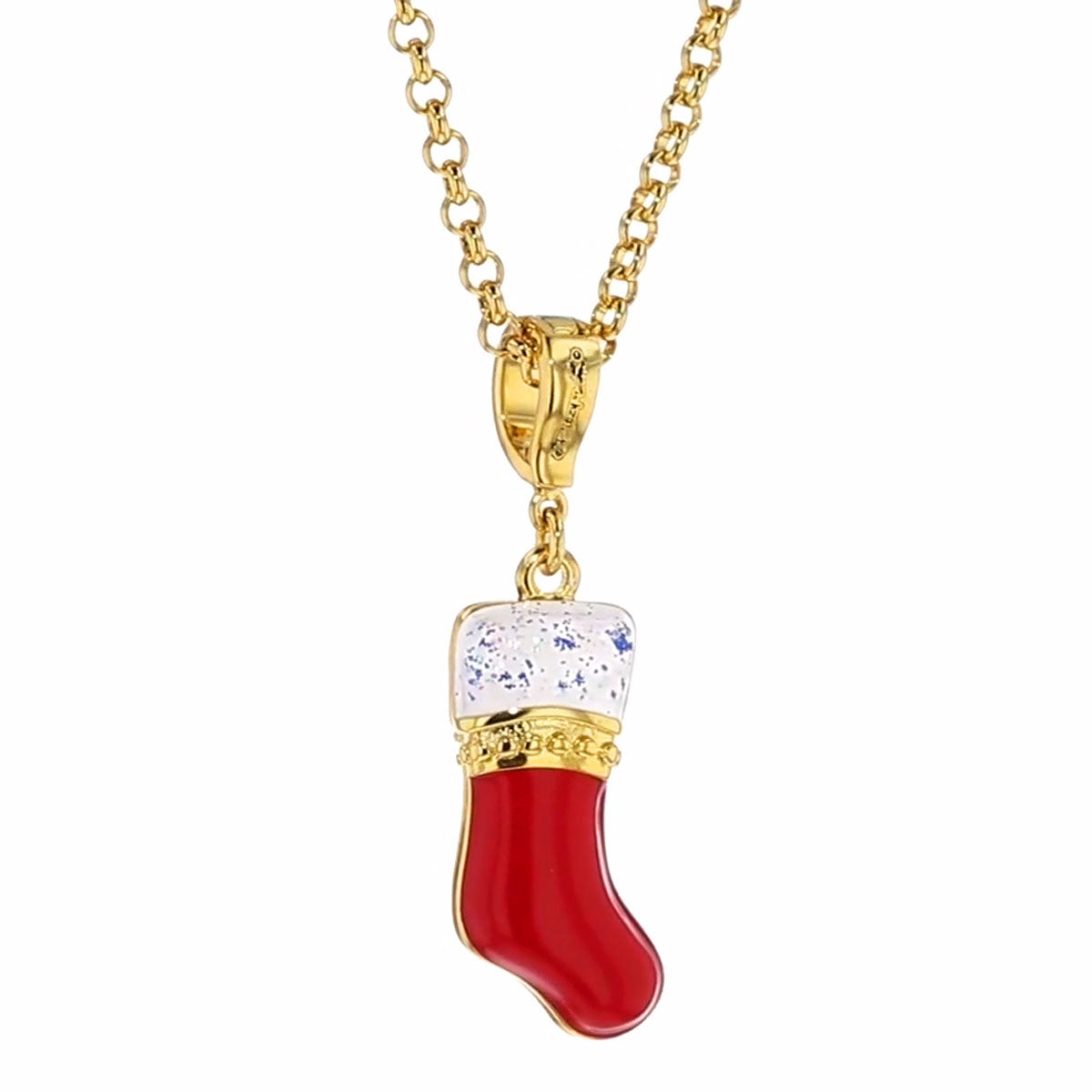 Crystal Christmas Stocking Enhancer Charm - 18k Gold Plated