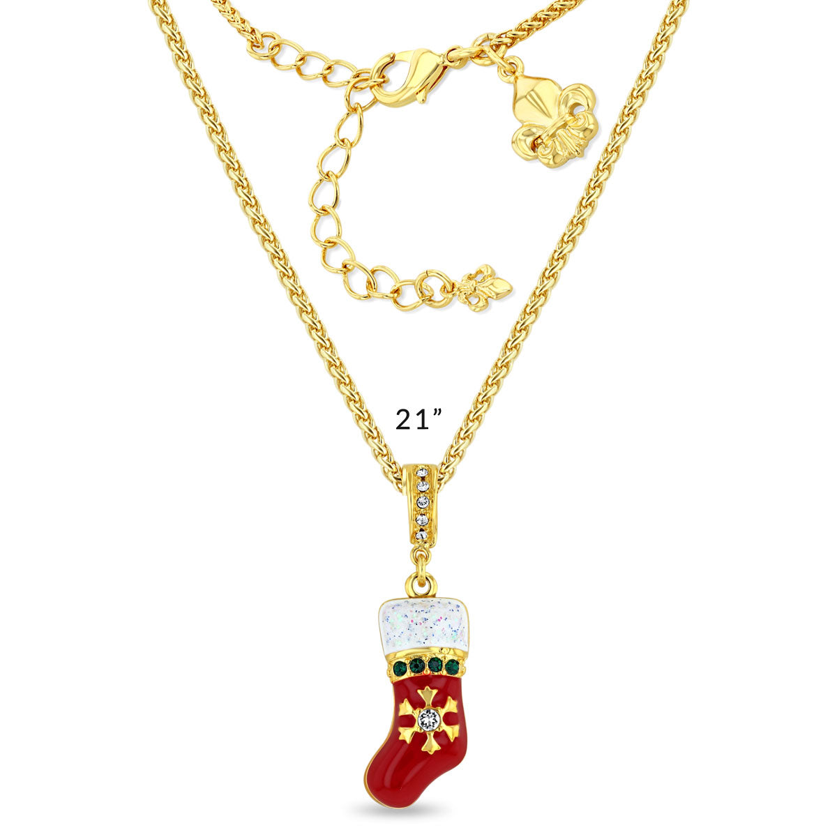 Crystal Christmas Stocking Enhancer Charm - 18k Gold Plated