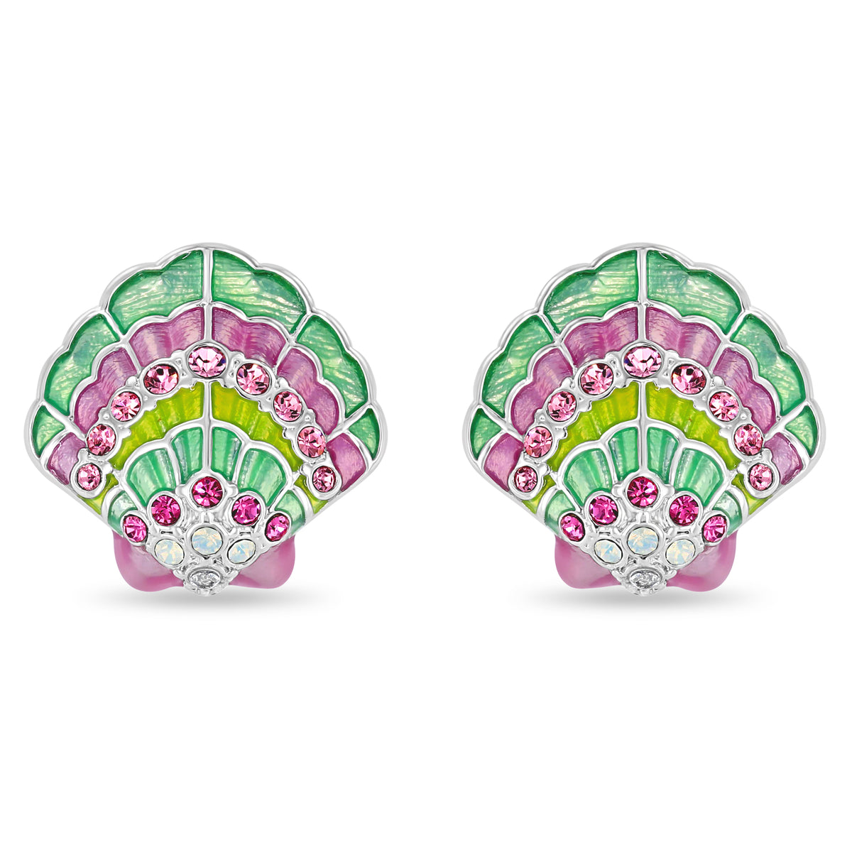 Scallop Sea Shell Pastel Beach Earrings by Ritzy Couture DeLuxe-Fine Silver Plate