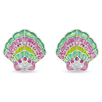 Scallop Sea Shell Pastel Beach Earrings by Ritzy Couture DeLuxe-Fine Silver Plate