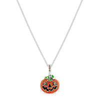 Jack O Lantern Halloween Enhancer Charm - DeLuxe Fine Silver Plate