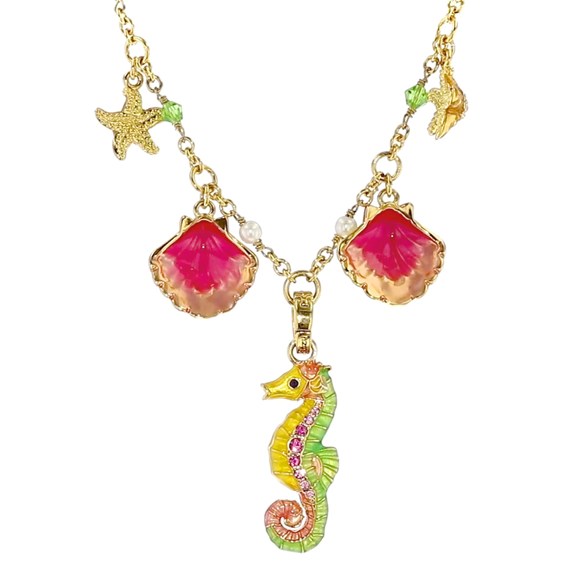 By The Sea 16" Pastel Ocean Charm Necklace "18k Gold Plated