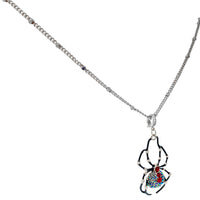 Ritzy Couture Spider Black AB Crystal Halloween Pendant Necklace - Silvertone