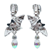 Halloween Bat Wing Skull Leverback Earrings Ritzy Couture DeLuxe-Fine Silver Plated