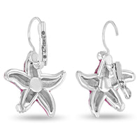 Crystal Rose Ocean Starfish Earrings -Fine Silver Plating