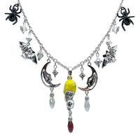 Halloween Spiders Bats Skulls Necklace Ritzy Couture DeLuxe Fine Silver Plating