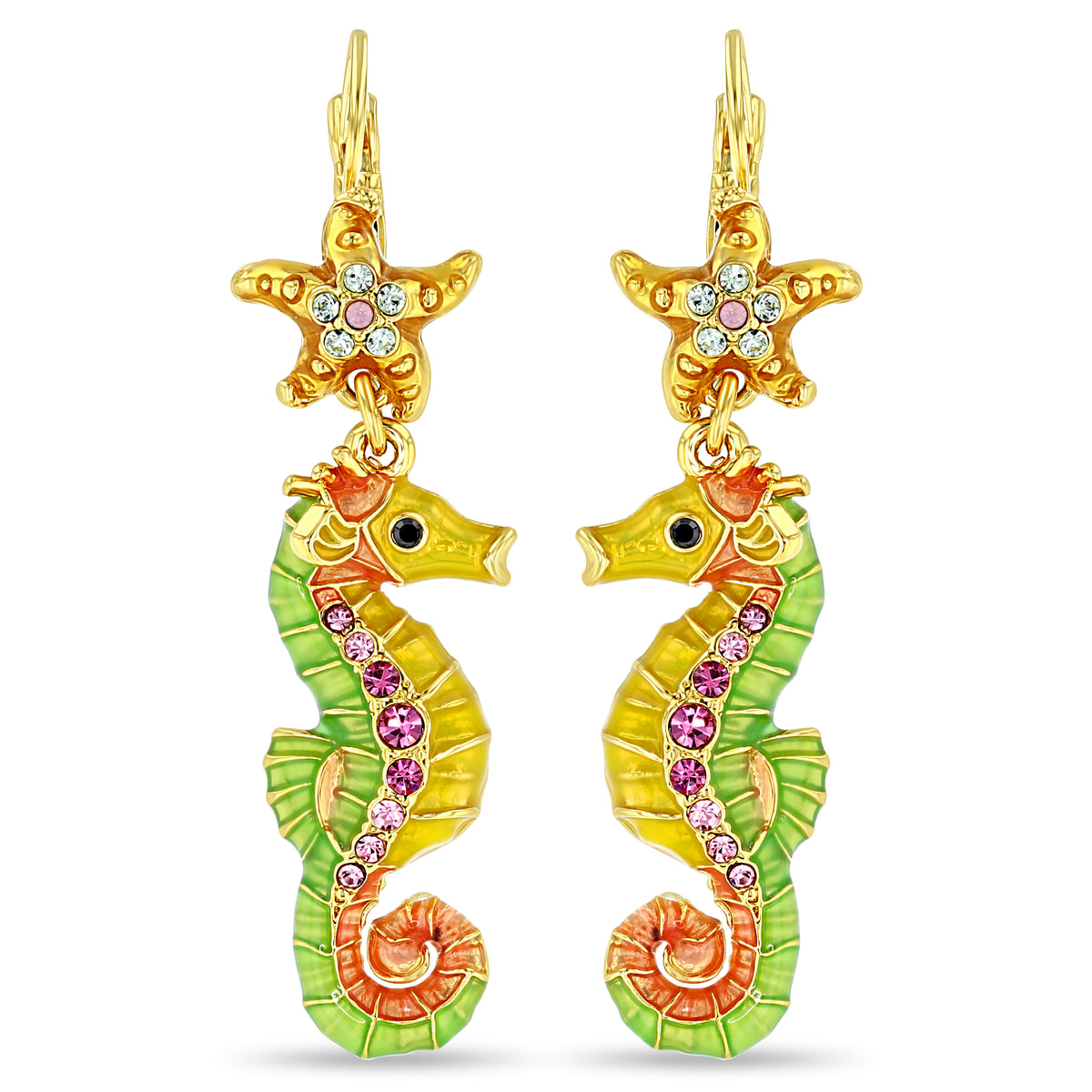 Pastel Starfish and Seahorse Earrings " 18K Gold Plated