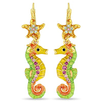 Pastel Starfish and Seahorse Earrings " 18K Gold Plated