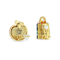 Trick or Treat Pumpkin Halloween Earrings Ritzy Couture 18k Gold Plate