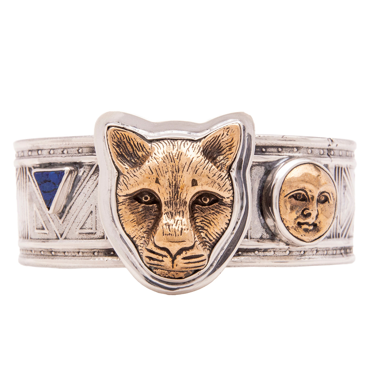 Tabra Jewelry - Antique Bronze & Lapis Lazuli Cuff Bracelet