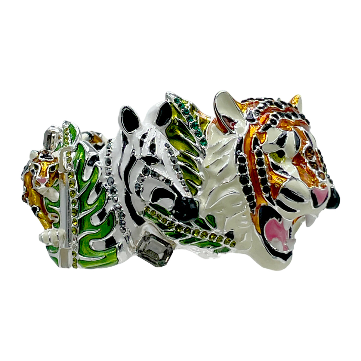 Ritzy Couture DeLuxe Wild Animal Hinged Cuff Bracelet Fine Silver Plated - Sz Med