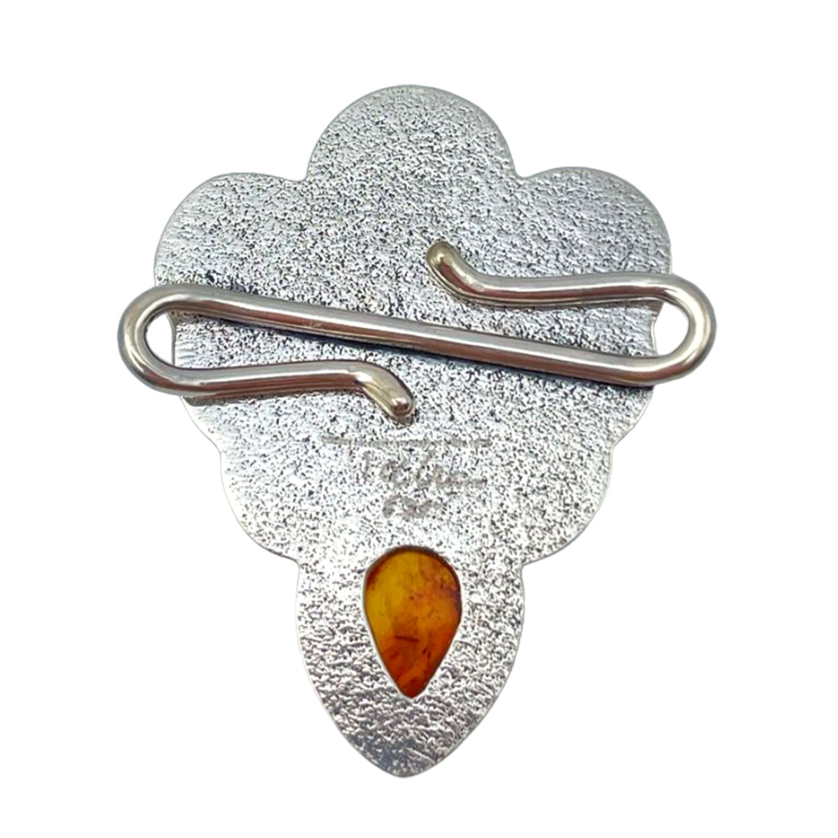 Tabra Jewelry Sterling Carved Mother Of Pearl Turquoise Carnelian Charm OOK505