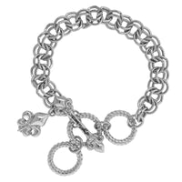Ritzy Couture Signature Logo Chain Bracelet For Enhancer Charms Silvertone