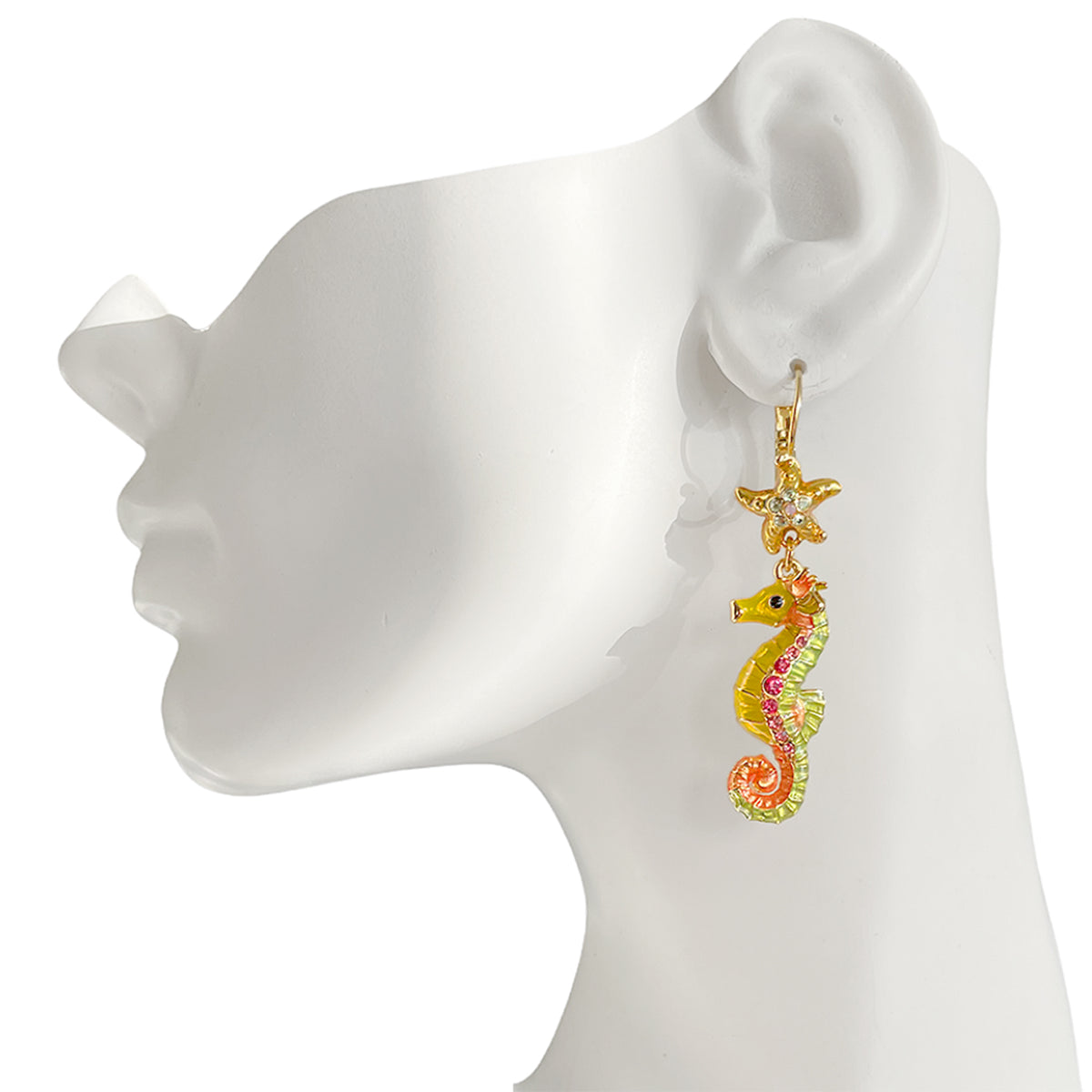 Pastel Starfish and Seahorse Earrings " 18K Gold Plated