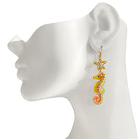 Pastel Starfish and Seahorse Earrings " 18K Gold Plated