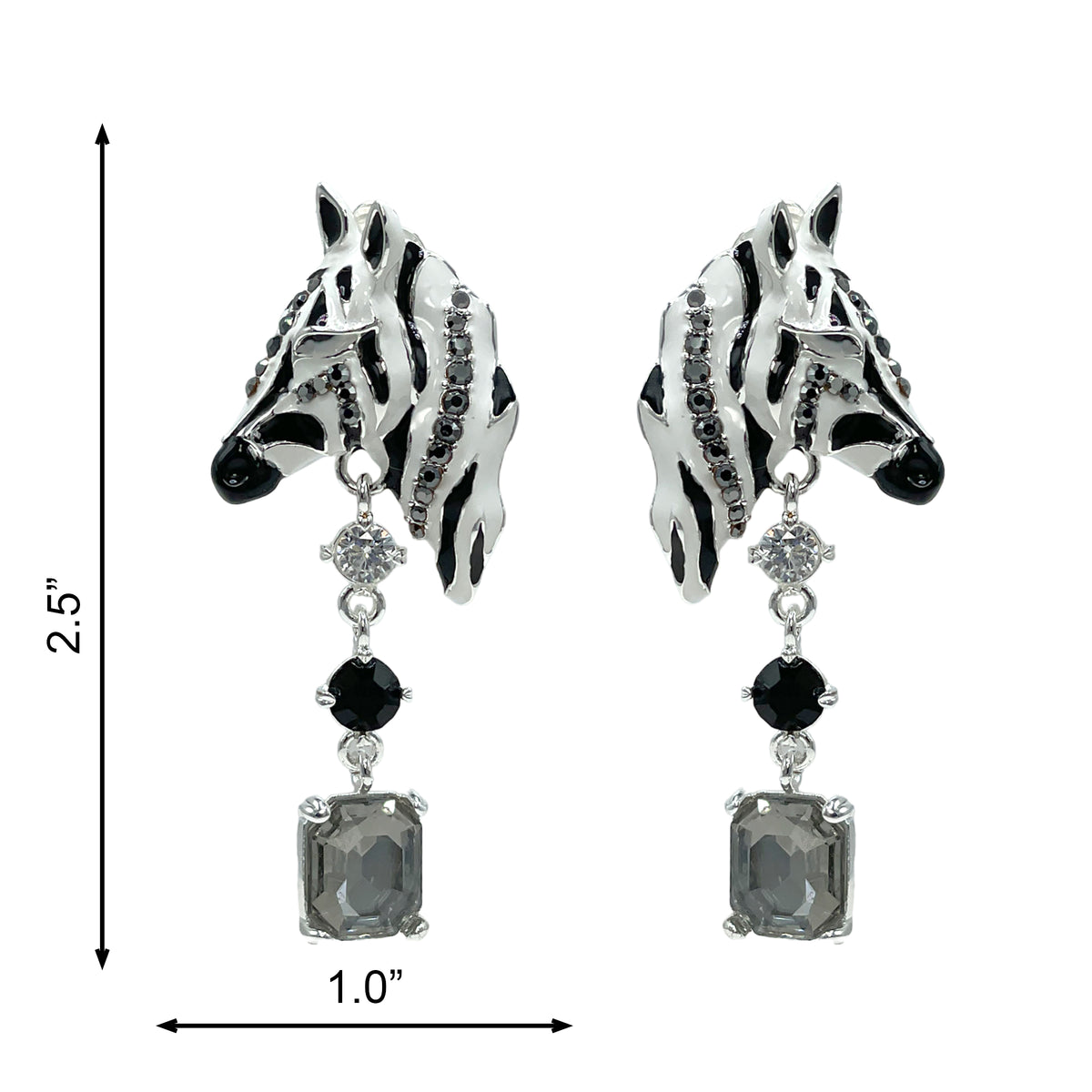Ritzy Couture DeLuxe Wild Zebra Animal Print Statement Earrings - Fine Silver-Plated