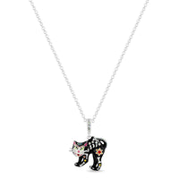 Black Cat Halloween Kitty Enhancer Charm - Fine Silver Plated