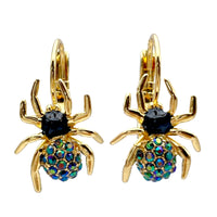 Spooky Spider Halloween Leverback Earrings Ritzy Couture DeLuxe 18k Gold Plating