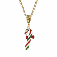 Christmas Candy Cane Enhancer Charm - 18k Gold Plated