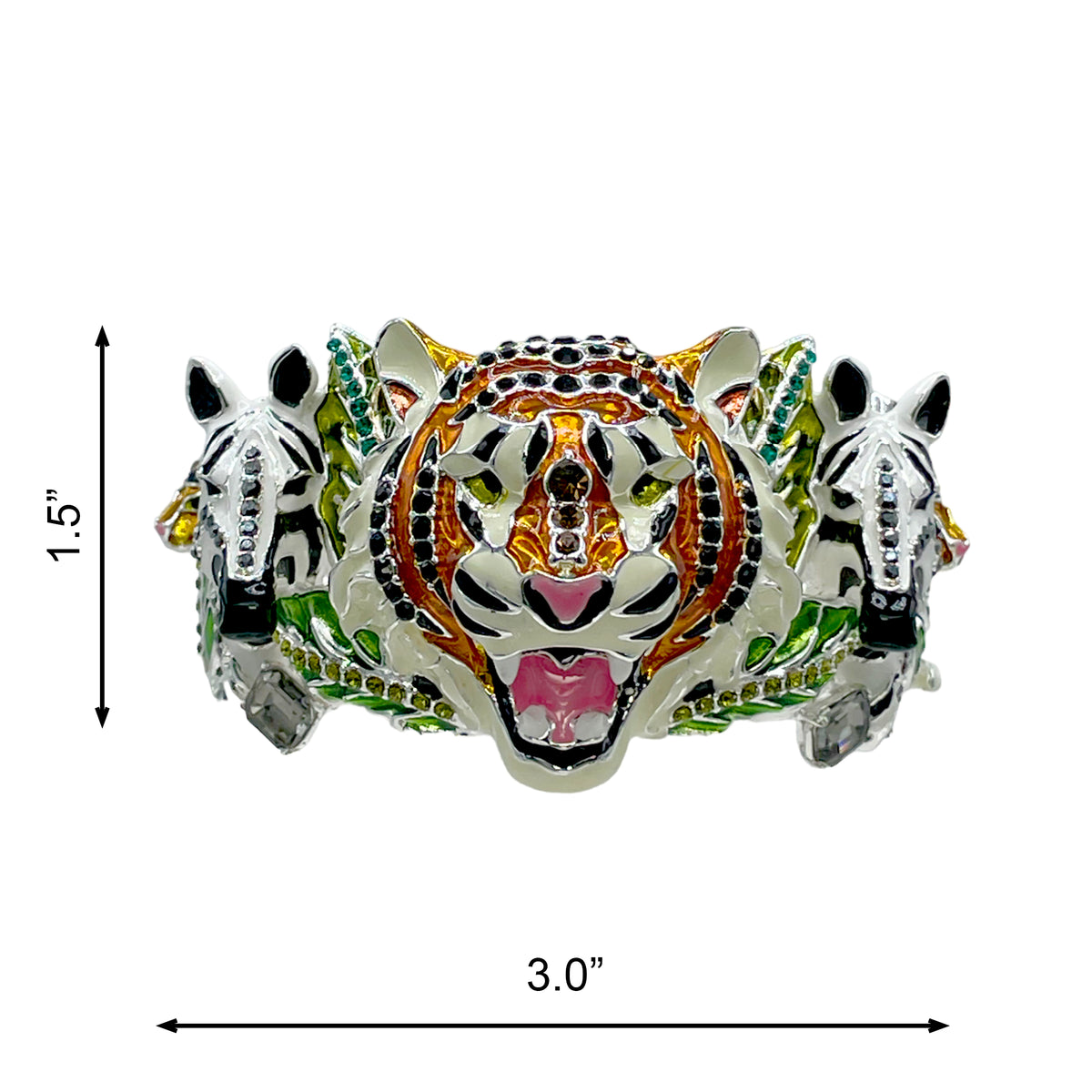Ritzy Couture DeLuxe Wild Animal Hinged Cuff Bracelet Fine Silver Plated - Sz Med