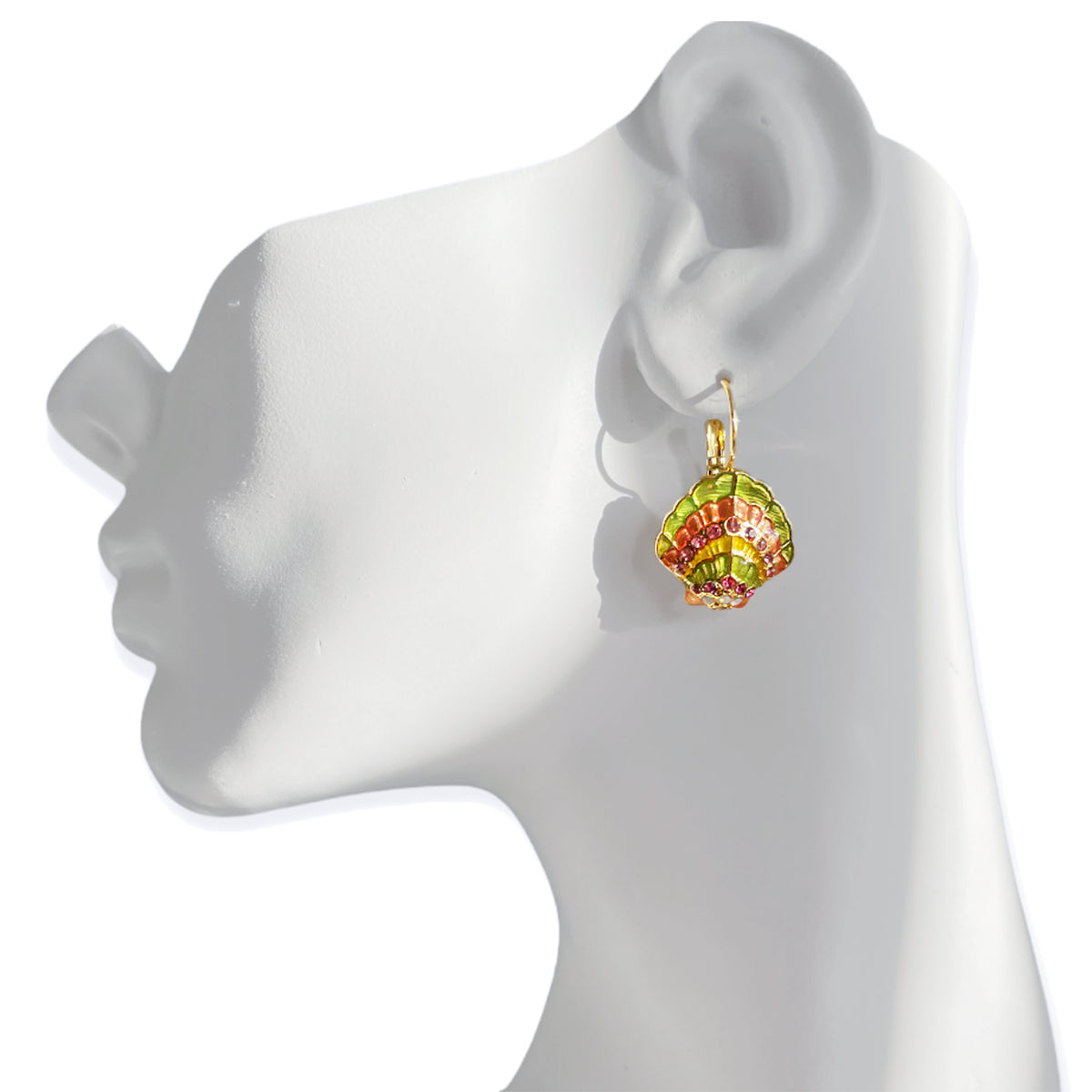 Scallop Sea Shell Pastel Beach Earrings by Ritzy Couture DeLuxe -18k Gold Plated