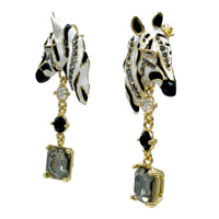 Ritzy Couture DeLuxe Wild Zebra Print Animal Statement Earrings - 22k Gold-Plated