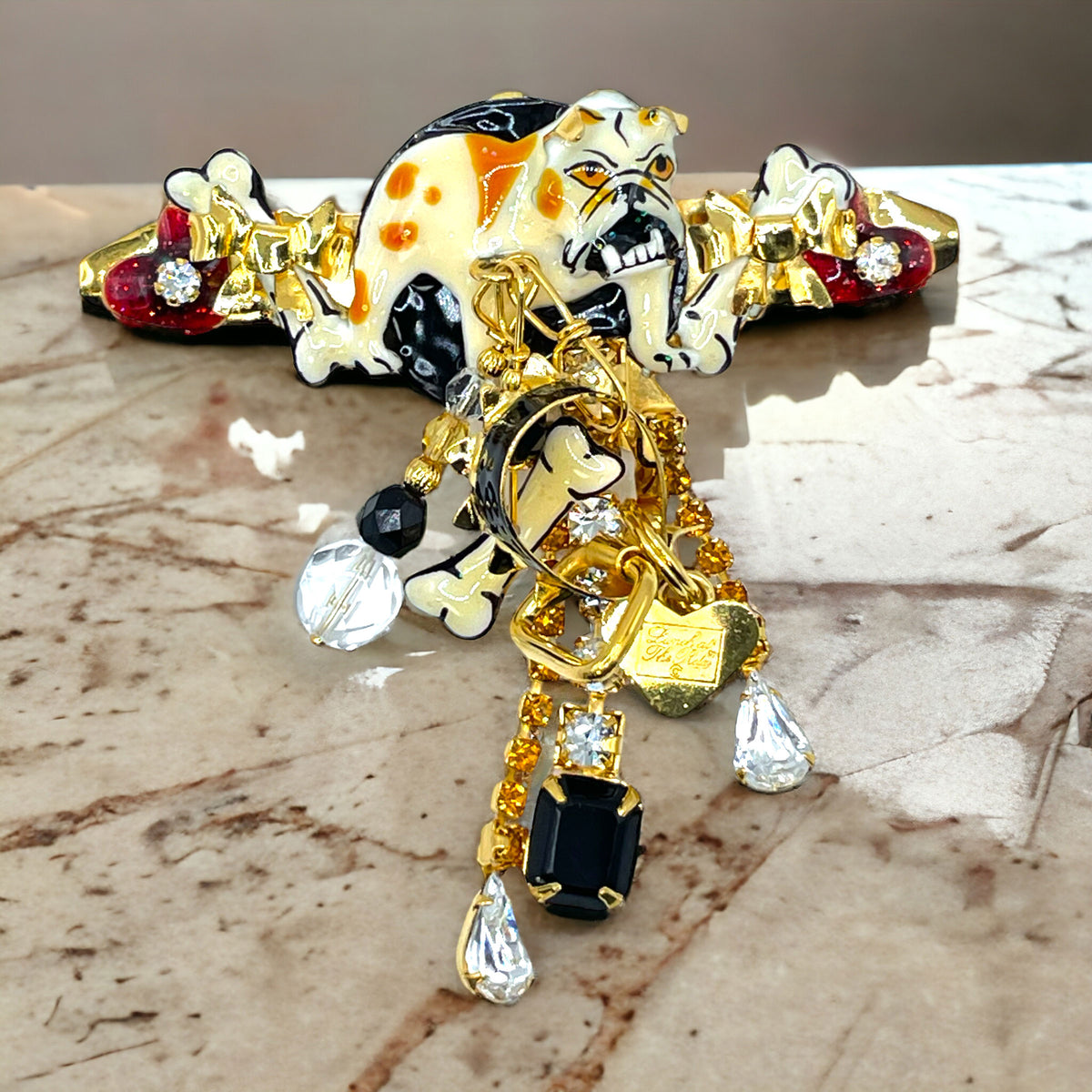 Lunch at The Ritz Bulldog Dog Lover Pin and Pendant Jewelry – 22k Gold Plating
