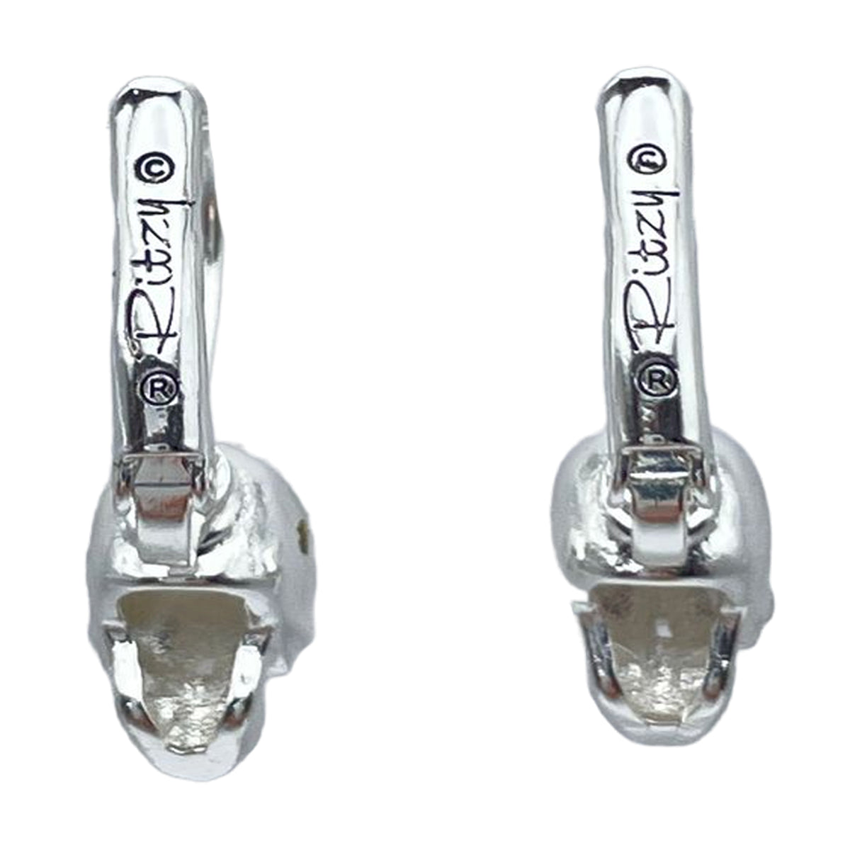 Exquisite Skull Halloween Leverback Earrings Ritzy Couture DeLuxe Silver Plating