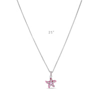 Pink Crystal Starfish Enhancer Charm "Fine Silver Plated