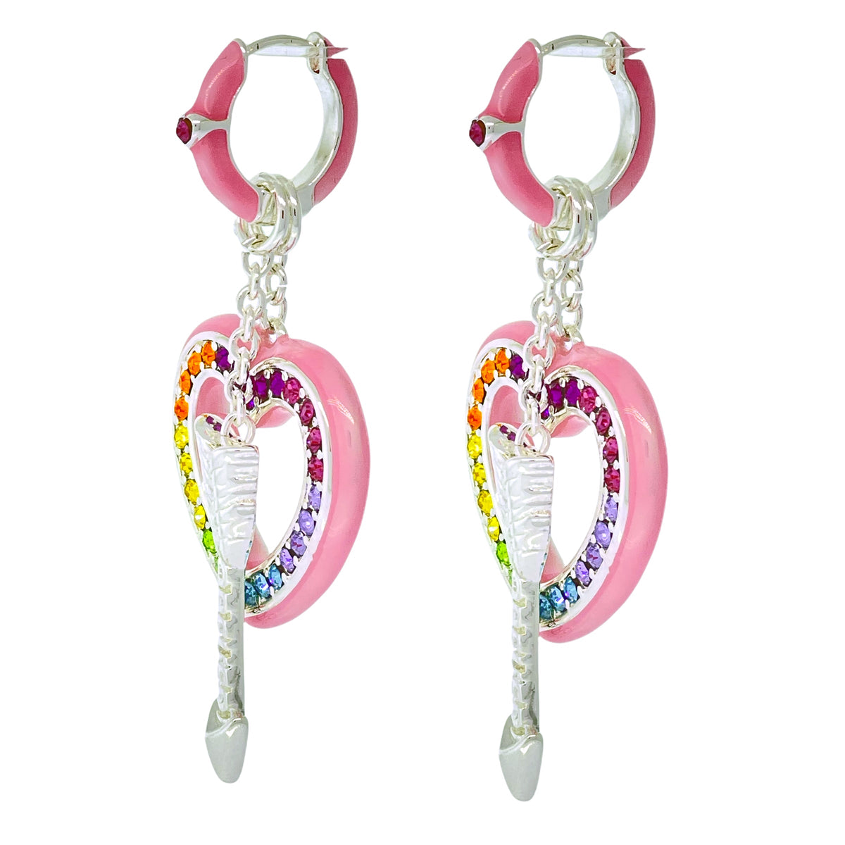 Hearts and Arrows Love Rainbow Earrings " Fine Silver Plating