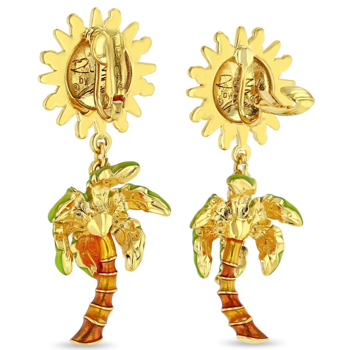 Sun and Palm Tree Tropical Breeze Earring - Ritzy Couture DeLuxe-18K Gold Plated