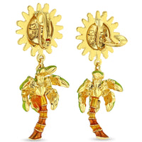 Sun and Palm Tree Tropical Breeze Earring - Ritzy Couture DeLuxe-18K Gold Plated
