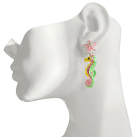 Pastel Starfish Seahorse Earrings " Fine Silver Plated