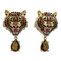 Ritzy Couture DeLuxe Bengal Tiger Earrings - Tiger Stripe Design - 22k Gold Plate