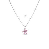 Pink Crystal Starfish Enhancer Charm "Fine Silver Plated