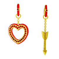 Hearts and Arrow Love Red Ombre Earring - 18k Gold Plating