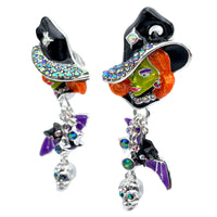 Spectacular Halloween Glamor Witch Earrings Ritzy Couture DeLuxe-Fine Silver Plate