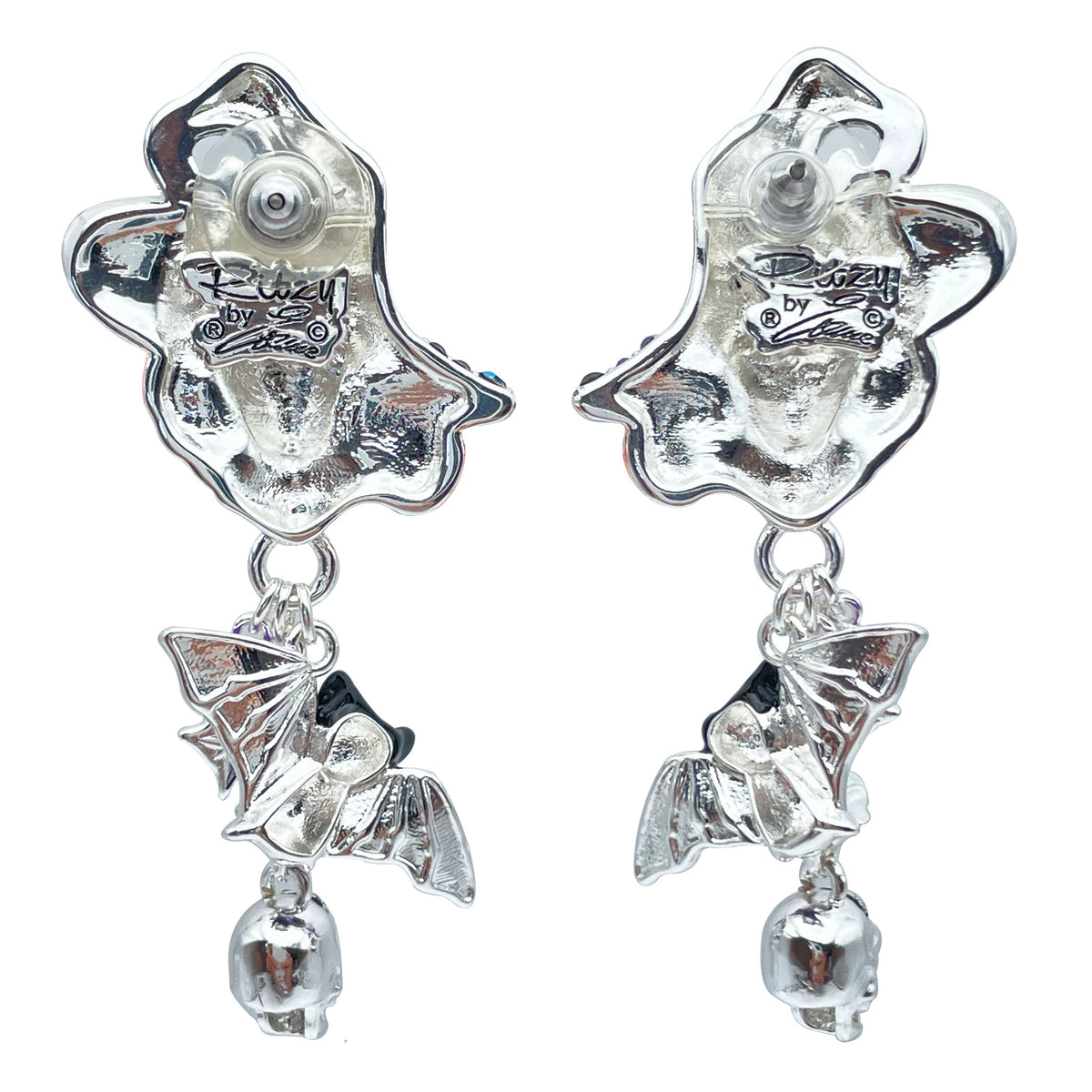 Spectacular Halloween Glamor Witch Earrings Ritzy Couture DeLuxe-Fine Silver Plate